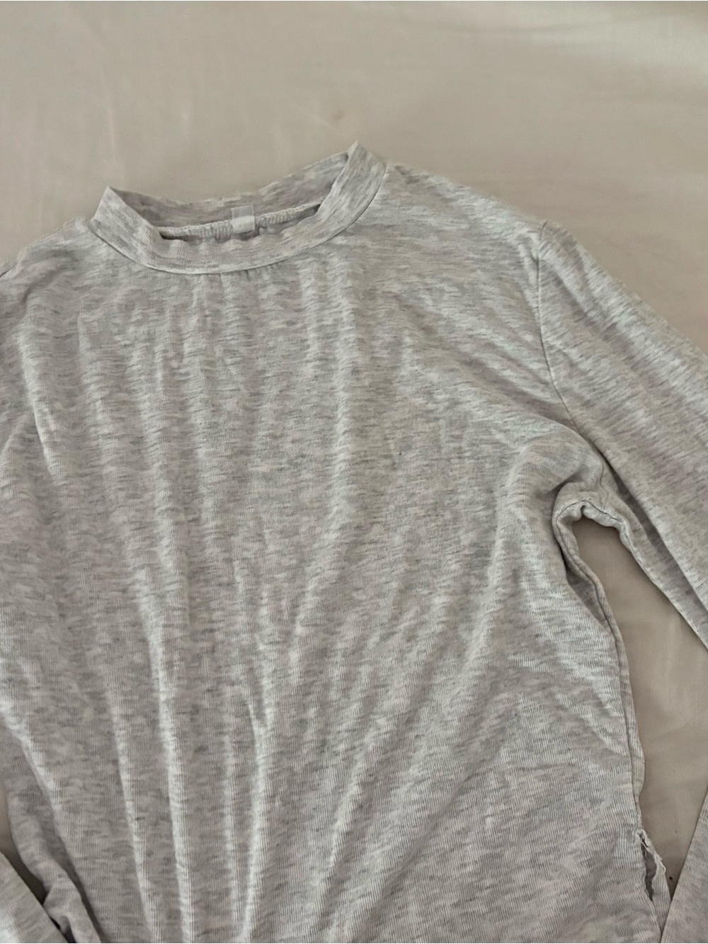 Skims Inspired Light Gray Long Sleeve Top